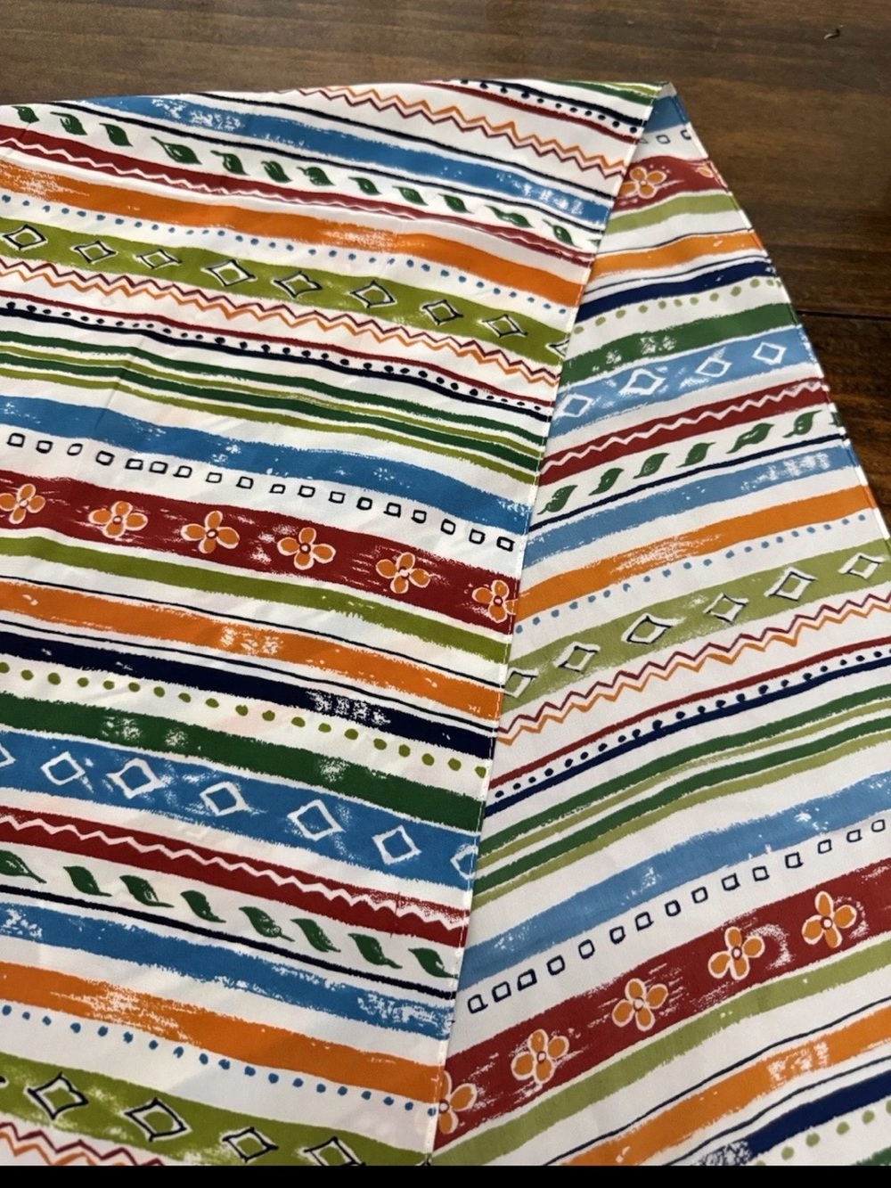 Talbots Silk Scarf 🧣 Striped Multicolor Scarf with Folk-Inspired Pattern - Picture 5 of 6